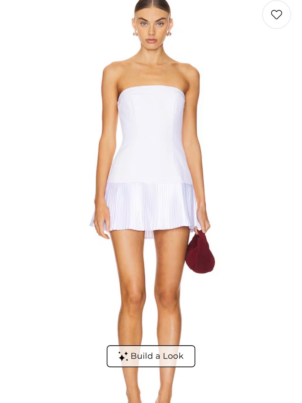 More To Come Lenore Strapless White Pearl Pleated-Hem Mini Dress